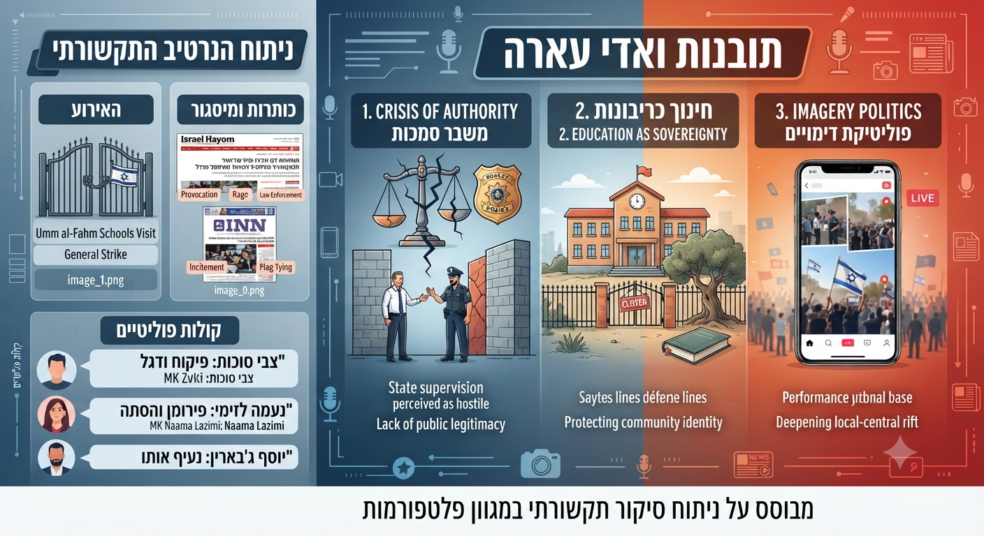 בין ביקורת פרלמנטרית לפרובוקציה: כיצד כלי התקשורת מתווכים את המתיחות באום אל-פחם